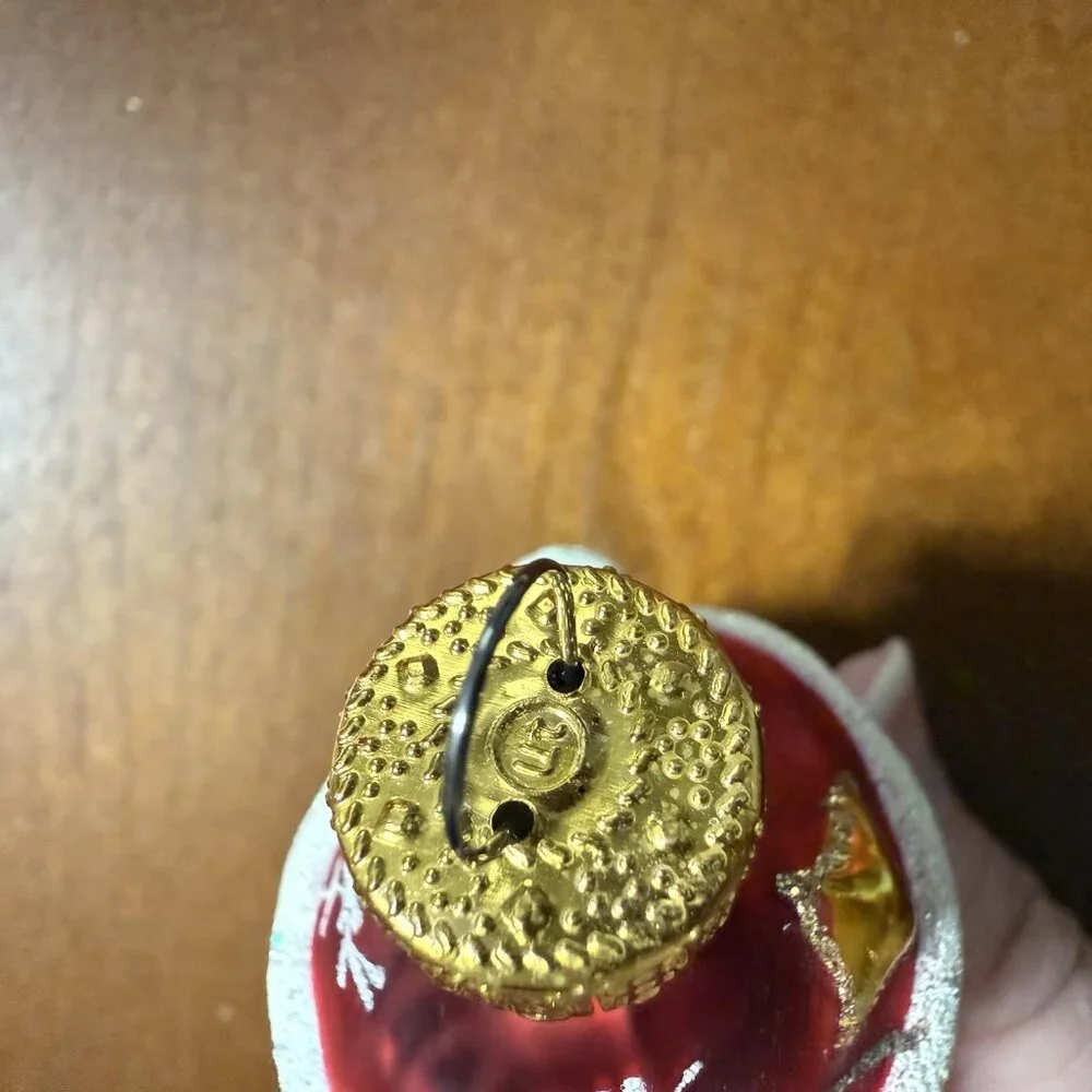 Vintage UT Santa Claus Christmas‎ Tree Ornament Glass Hand Painted Y2K Glitter